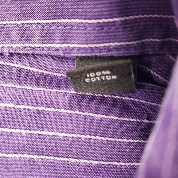 Sean‎ John Shirt Men's 16.5 34/35 Purple Striped Vintage Button Up Long Sleeve - Picture 5 of 11